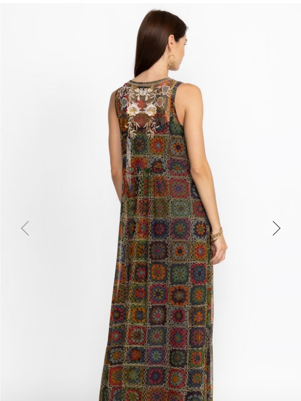 JOHNNY WAS BIYA BITOLA MESH DRESS Floral Mosaic Sleeveless Maxi Dress Multicolor - Picture 2 of 12